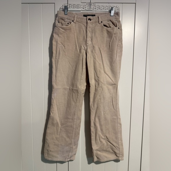 Lauren Jeans Co. Beige Corduroy Pants Women’s 6P Petite Stretch Straight Leg - Picture 1 of 6